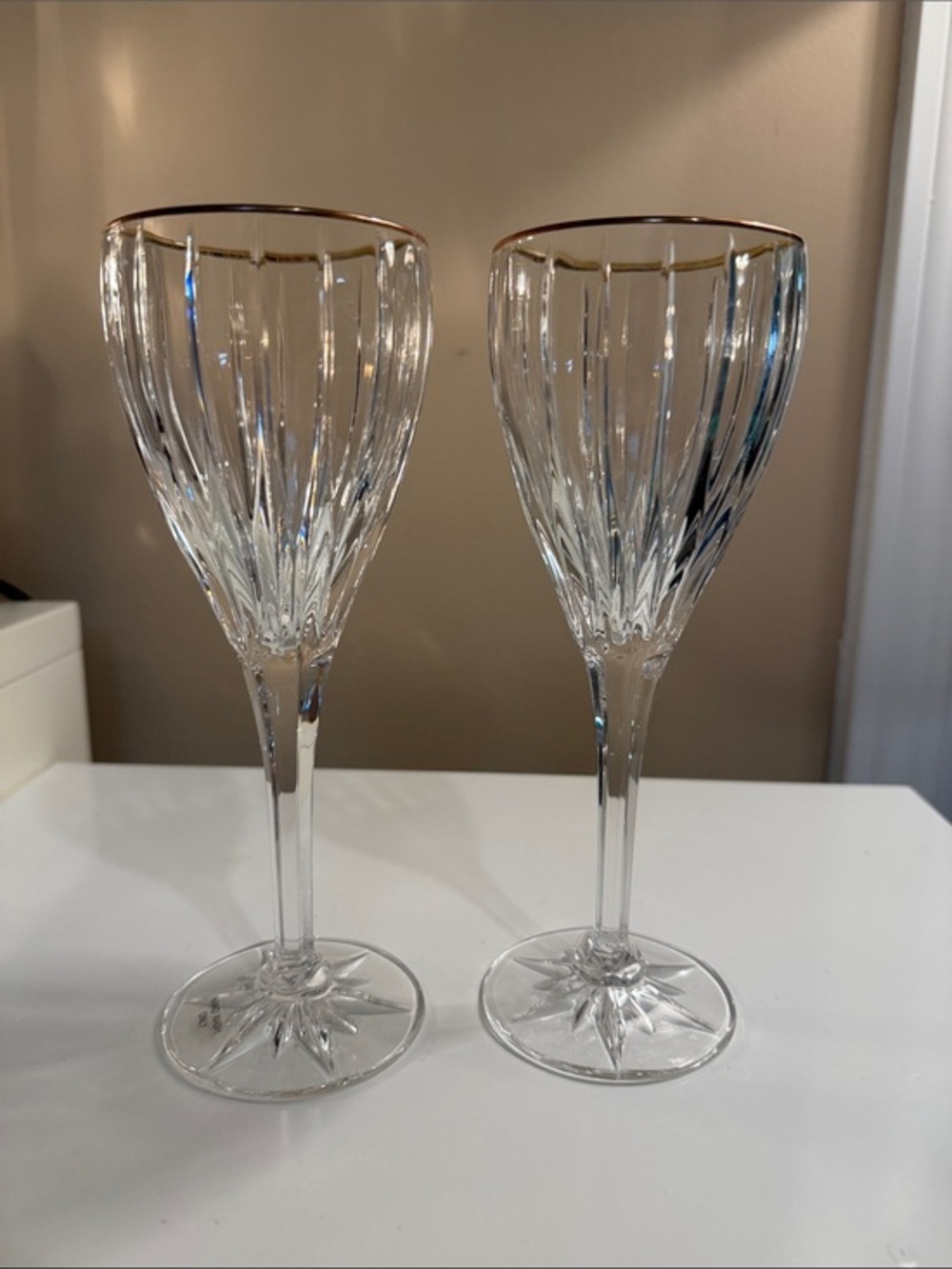 VTG~ Mikasa Crystal GOLDEN TIARA Set of 2